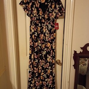 Isabel Maternity by Ingrid & Isabel Black Floral Flutter-Sleeve Maxi Dress